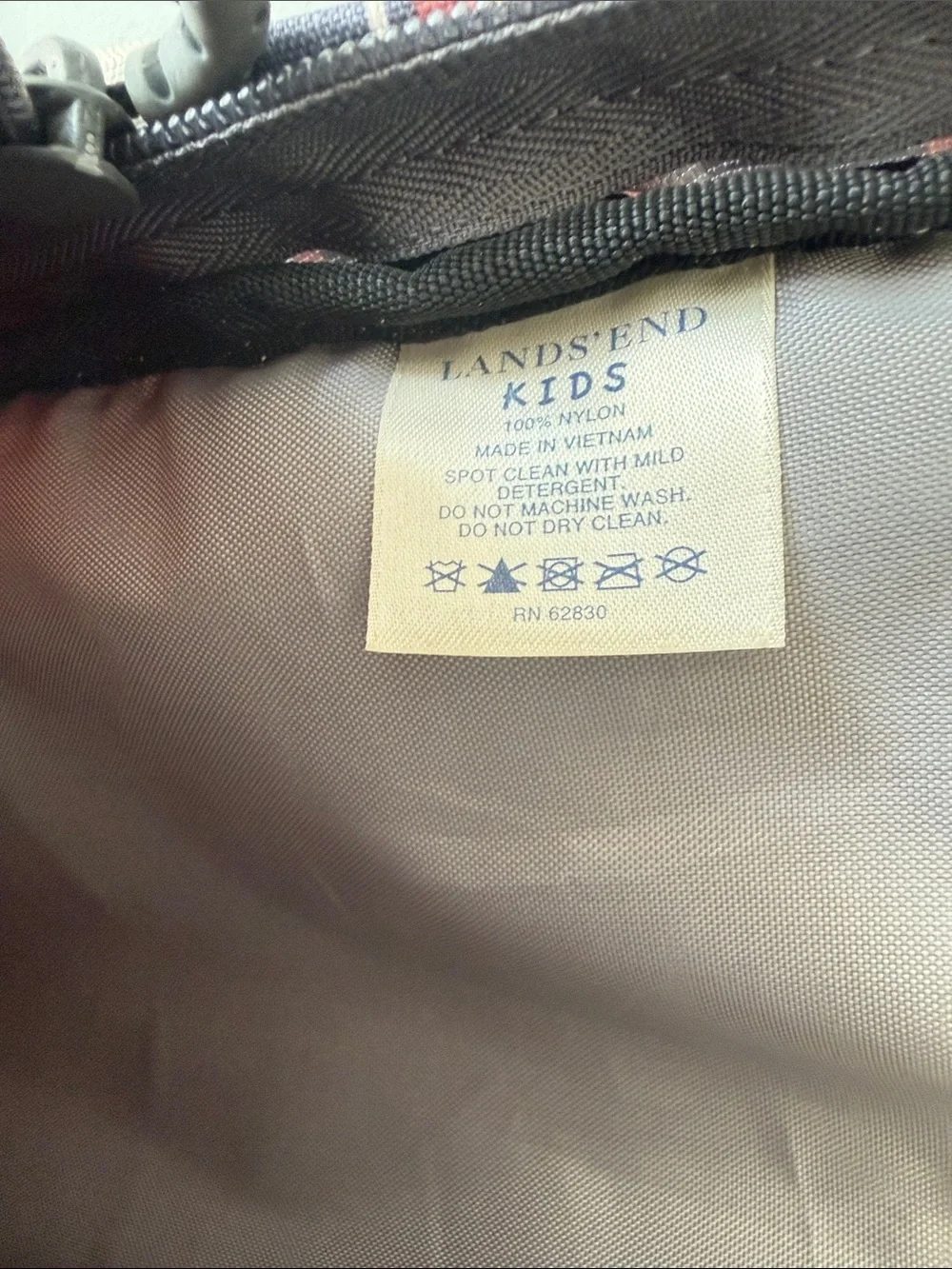 Lands' End Kids Large Red Blue Gray Plaid Backpack 18